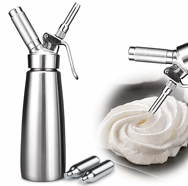 Kremsifon 500 ml rustfritt stål + 2 LUXGAS Patroner – Komplett pakke for perfekt krem
